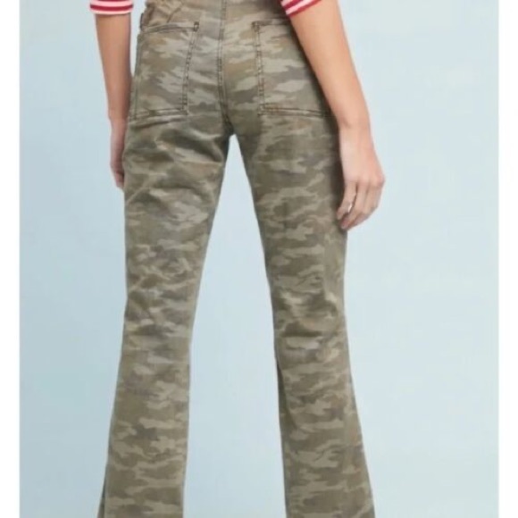 Anthropologie Green Cargo Utility Cropped Camo Pants Relaxed Casual - Picture 7 of 12